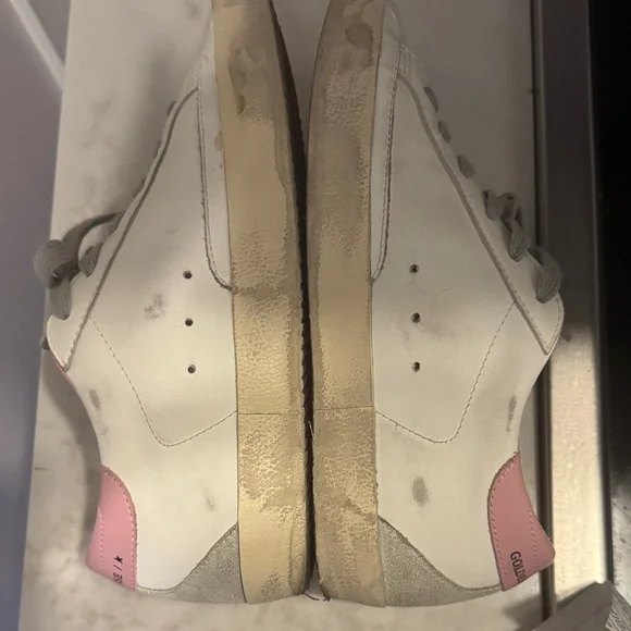 Golden Goose White and Pink Star Sneakers - Picture 9 of 10